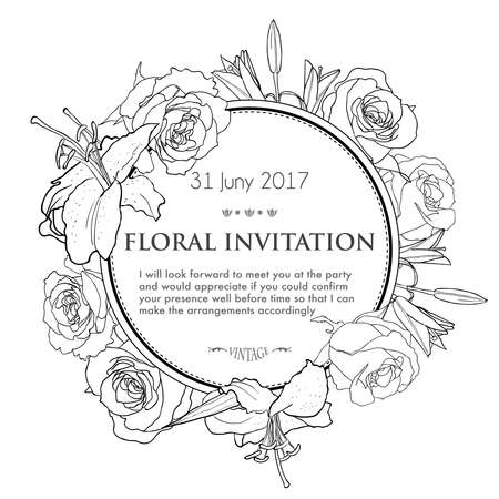 Vintage invitation card with black and white のイラスト素材