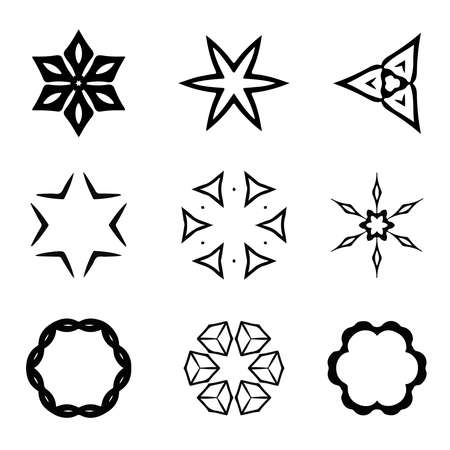 Vector set of hand drawn elements for design. Can use for create pattern, card, frower, frame, snowflake etc.のイラスト素材