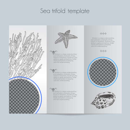 Sea template for brochure, menu, wedding, birthday card.のイラスト素材