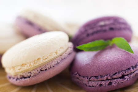 Macaroon French Cookie Purple Confectionary Sweet-stuff Ratafia Sweets Conceptの写真素材