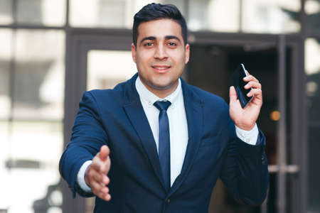 Employer welcoming new employees in team. Cooperation, partnership, collaboration conceptの写真素材
