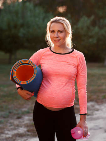 Pregnant Fitness Health Sport Body Care Leisure Conceptの写真素材