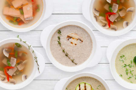 Food Soup Assortment Hot Restaurant Dish Lunch Dinner Worldwide Cuisine Buffet Conceptの写真素材