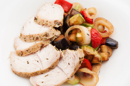 Food Healthy Vegetable Chicken Ragout Cuisine Menu Garnish Menu Lunch Conceptの写真素材