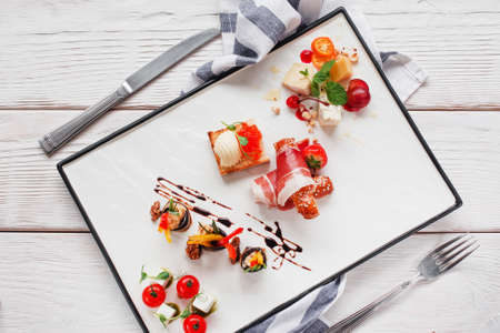 Snack Delicatessen Appetizer Gourmet Wine Tapas Luxury Restaurant Menu Conceptの写真素材