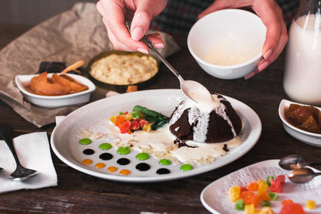 Dessert Easter Sweet Chocolate Cake Sugar Cooking Kitchen Restaurant Confectionery Conceptの写真素材