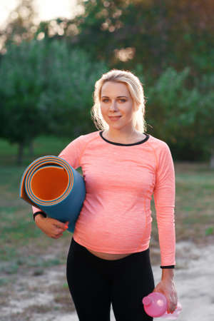 Pregnant Fitness Health Sport Body Care Leisure Conceptの写真素材