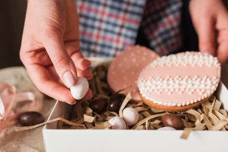 Easter Sweet Gift Present Box Dessert Cookie Treat Seasonal Tradition Conceptの写真素材