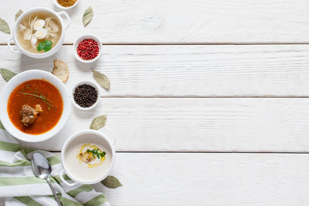 Soup Menu Restaurant Healthy Food Lunch Buffet Kitchen Conceptの写真素材