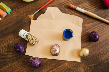 Masterclass of painting easter eggs. Creating beautiful handmade decoration for holidays.