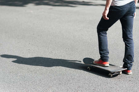 Professional old school sport skateboarding motivation. Street urban culture style. Dynamic activity.の写真素材