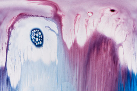 Abstract image of colorful streaks of paint on white background. Watercolor blots of blue and purple...