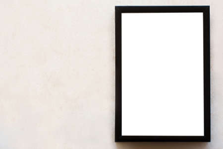 Blank photo frame on white background. Menu, recipes, greetings and memories concept, picture with copy spaceの写真素材