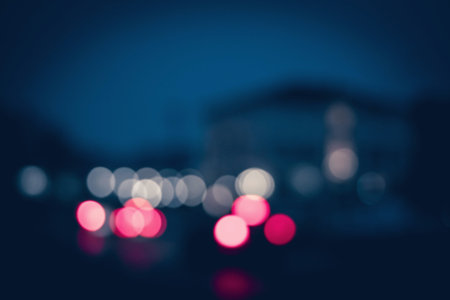 Bokeh urban blurring colours concept. Night traffic in the city. Abstract background.の写真素材