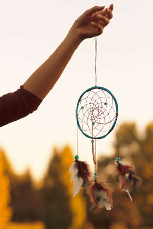 Indian dream catcher. The romantic cherokee spiritual sleep amulet. Dreamcatcherの写真素材