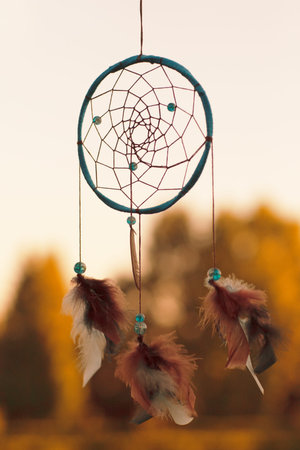 Indian dream catcher. The romantic cherokee spiritual sleep amulet. Dreamcatcherの写真素材
