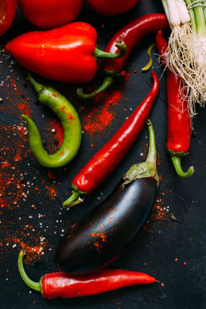 vegetable food organic pepper eggplant background vegetarian conceptの写真素材