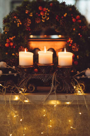 Festive holiday home decoration. Christmas advent conceptの写真素材