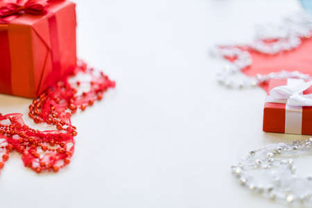 cute jewelry present for girls on white background. women happiness. perfect gift for birthday, mothers day, valentines day, new year, thanksgiving, christmas and other holidays.の写真素材