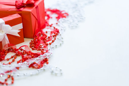 Girly gifts on white background. Beautiful bling shiny presents concept