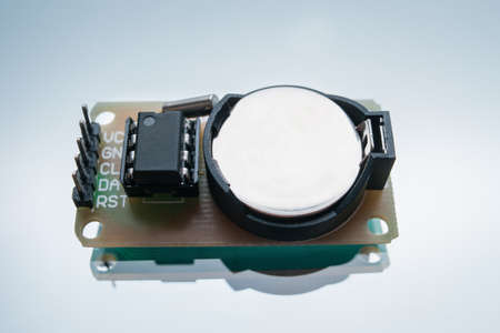 electronic part creating robotics white background concept. radio-controlled toy chip. motherboard technologyの写真素材