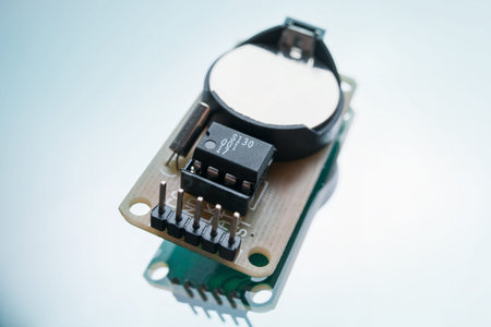 electronic part creating robotics white background concept. radio-controlled toy chip. motherboard...
