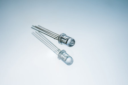 light emitting diode on white background. active electronic element. creates optical radiation
