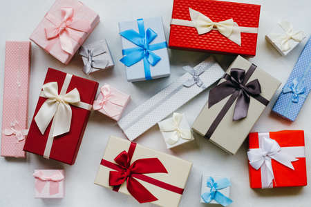 Seasonal gifts sale. Holiday shopping. Buy great presents at discountの写真素材