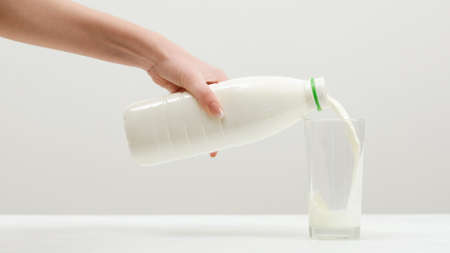 Dairy products. Calcium, vitamin D and amino acids concept. Fitness lifestyleの写真素材