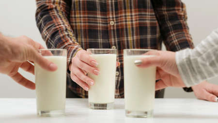 Natural fresh milkshake drink. A pretend cocktail party for people of healthy lifestyle.の写真素材