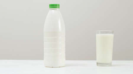 Healthy milkshake beverage. Organic product. Delicious milk protein drink.の写真素材