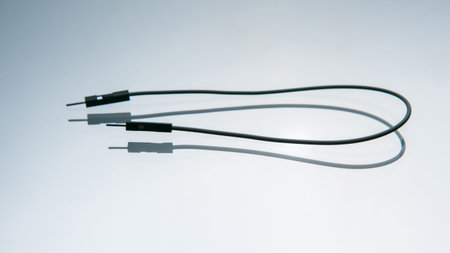 jump wires cable on white background. microelectronics craftsmanship. device components
