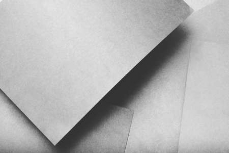 paper layers. abstract monochrome background with copy space. geometric dimensional grey sheets layout.の写真素材