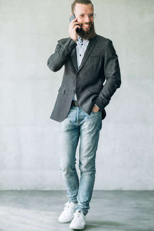 man talking on mobile phone. business communicationの写真素材