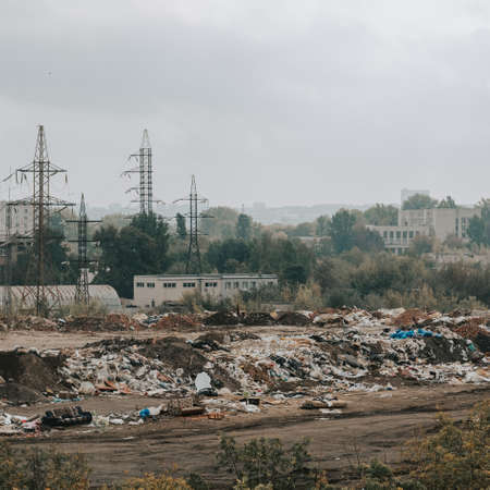 City landfill. Established waste treatment technologies. Ecology and enviromnental pollution.の写真素材