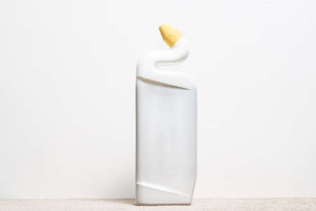 Quality cleaning. Advertising concept. Plastic bottle mockup on white background.の写真素材