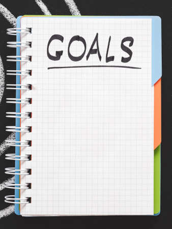 Self motivation. Life targets management. Achievements and future plan. Blank page for goal list in notebook.の写真素材
