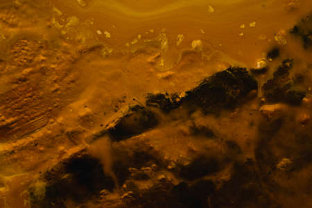 Abstract art texture background. Mountain in fog design. Beautiful tawny brown paint with marbled effect.の写真素材