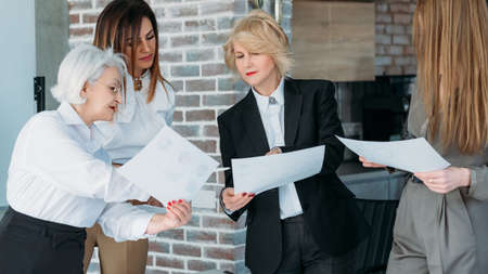 Business women teamwork. Marketing strategy sales analysis. Brainstorming creative ideas ambitious...