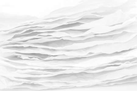 Closeup of white paper layers stack. Wavy lines abstract art background. Copy space.の写真素材