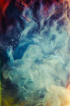 Steam flow background. Magic poison. Blue glitter smoke cloud.の写真素材