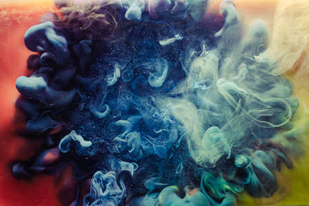 Paint background. Fantasy universe. Navy blue glitter ink water blend.