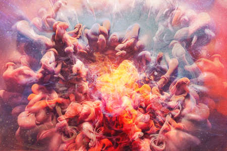 Fume creative background. Boiling molten lava. Orange smoke effect.