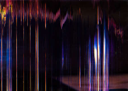 Distorted screen. System damage. Blue glare effect on dark background.の写真素材
