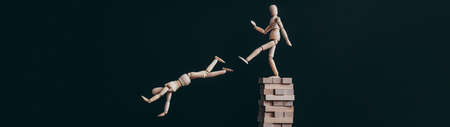 Professional betrayal. Corporate competition. Conceptual articulated mannequin composition.の写真素材