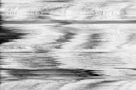 Glitch background. Old TV screen. White black stripe error noise pattern.の写真素材