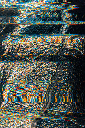 Glitch abstract background. Scale texture. Wrinkled metallic surface iridescent noise.