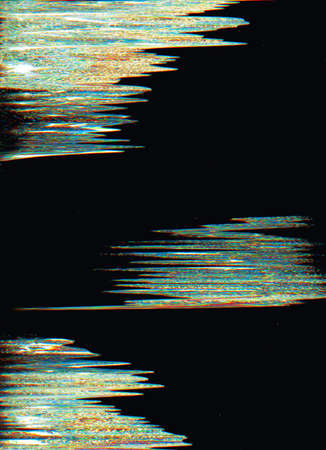 Glitch abstract background. Color noise pattern. Holographic blue orange artifacts on black copy...