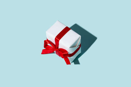 Birthday surprise. Holiday present. Care package. Festive occasion congratulation. White gift box...