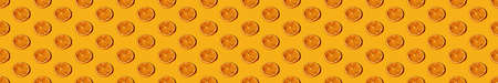 Orange slice pattern. Seamless background. Citrus fruit texture. Decorative natural design. Round...